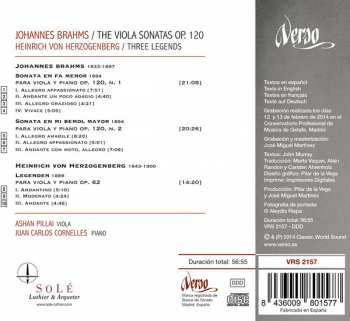 CD Johannes Brahms: The Viola Sonatas Op. 120 / Three Legends 254388