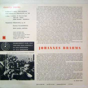 LP Johannes Brahms: Koncert A Moll Pro Housle, Violoncello A Orchestr, Op. 102 / Tragická Předehra, Op. 81