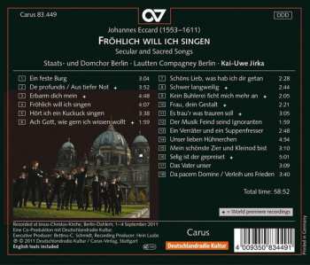 CD Johannes Eccard: Fröhlich Will Ich Singen - Sacred And Secular Songs 190729