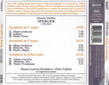 CD Johannes Matthias Sperger: String Symphonies 472447