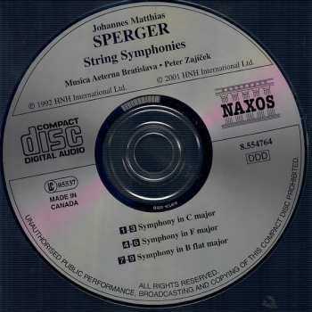 CD Johannes Matthias Sperger: String Symphonies 472447