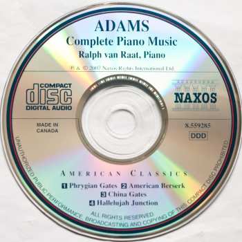 CD John Adams: Complete Piano Music 250376