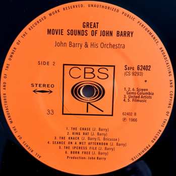 LP John Barry & His Orchestra: The Great Movie Sounds Of John Barry 406641