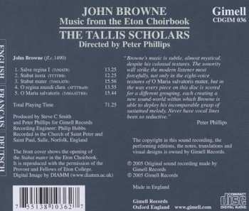 CD John Browne: Music From The Eton Choirbook 328100
