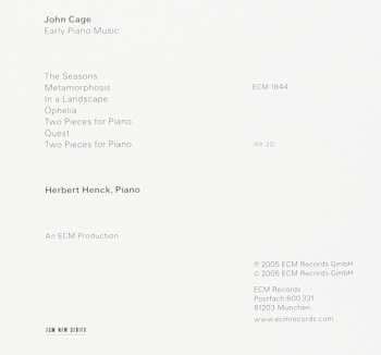 CD John Cage: Early Piano Music 458221