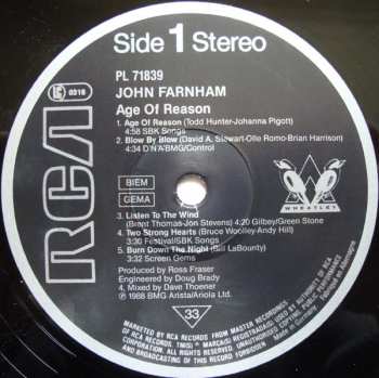 LP John Farnham: Age Of Reason