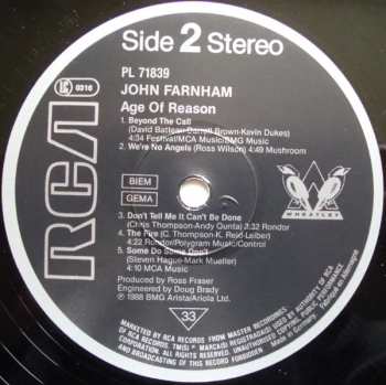 LP John Farnham: Age Of Reason