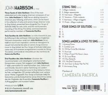 CD John Harbison: String Trio / Four Songs Of Solitude / Songs America Loves To Sing 269921