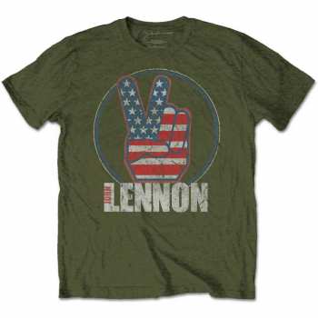 Merch John Lennon: Tričko Peace Fingers Us Flag  XXL