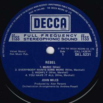 LP John Miles: Rebel 157494