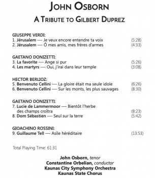 CD John Osborn: A Tribute To Gilbert Duprez 252811