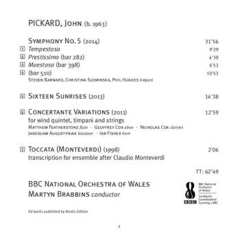 SACD John Pickard: Sixteen Sunrises; Symphony No. 5; Concertante Variations 462693