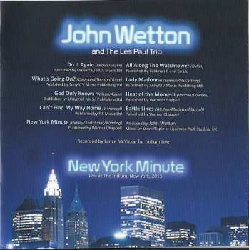 CD John Wetton: New York Minute: Live At The Iridium, New York, 2013 186752