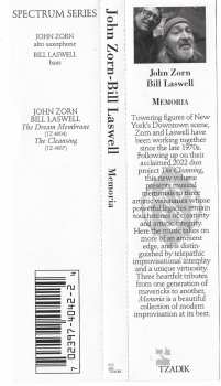 CD John Zorn: Memoria DIGI 492564