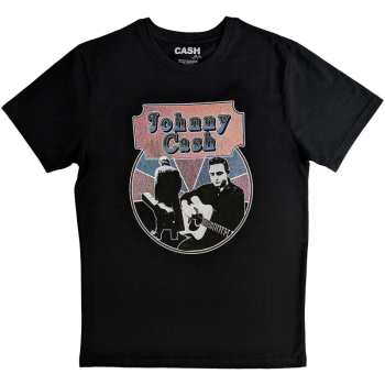 Merch Johnny Cash: Johnny Cash Unisex T-shirt: Walking Guitar & Front On (large) L