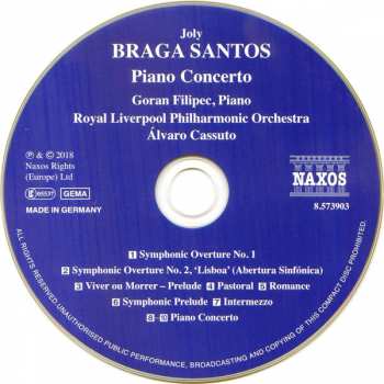 CD Joly Braga Santos: Piano Concerto • Symphonic Overtures Nos. 1 And 2 321968