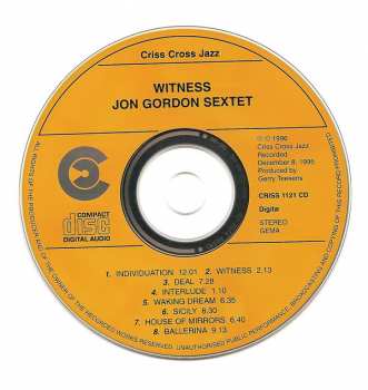 CD Jon Gordon Sextet: Witness 175025