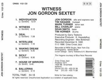 CD Jon Gordon Sextet: Witness 175025