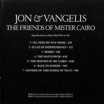 CD Jon & Vangelis: The Friends Of Mister Cairo DIGI 13400