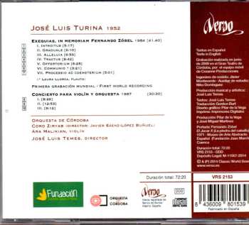 CD Jose Luis Turina: Exequias, In Memoriam Fernándo Zóbel - Concierto Para Violín Y Orquesta 510912