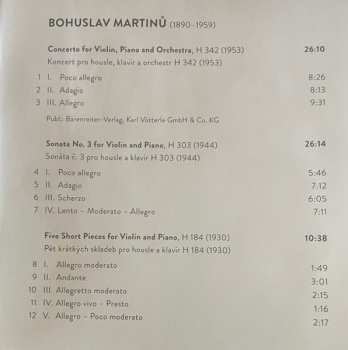 CD Bohuslav Martinů: Concerto For Violin, Piano And Orchestra - Violin Sonata No. 3 - Five Short Pieces