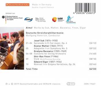 CD Josef Suk: Alma! (Works By Suk, Mahler, Bacewicz, Yinon And Elgar) 299751