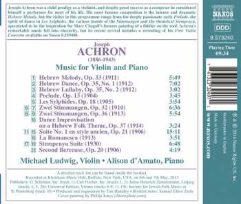 CD Joseph Achron: Music For Violin And Piano 249121