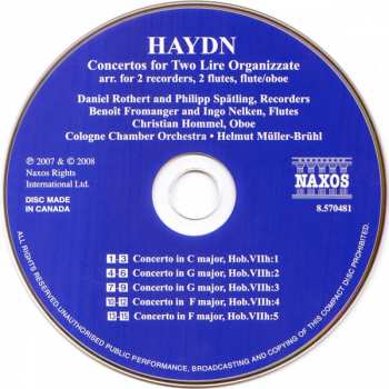 CD Joseph Haydn: Concertos For Two Lire Organizzate 314530