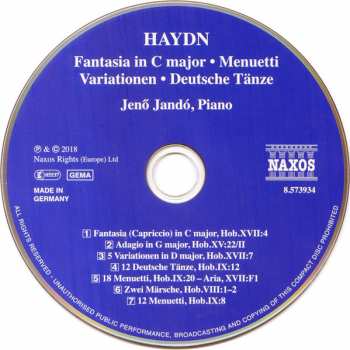 CD Joseph Haydn: Fantasia In C Major • Menuetti 318686