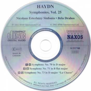 CD Joseph Haydn: Hadyn Symphonies, Vol. 25 (Symphonies Nos. 70, 71, & 73) 273310