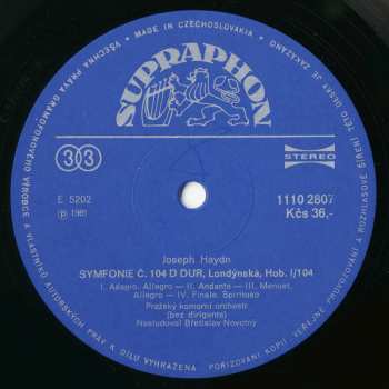 LP Joseph Haydn: Londýnské Symfonie (Č.101 Hodiny / Č.104 Londýnská) 122646