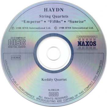 CD Joseph Haydn: String Quartets ('Emperor' • 'Fifths' • 'Sunrise') 447566