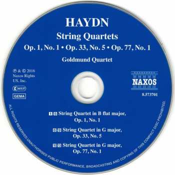 CD Joseph Haydn: String Quartets Op. 1, No. 1 · Op. 33, No. 5 · Op. 77, No. 1 145958