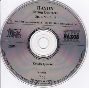 CD Joseph Haydn: String Quartets Op. 1, Nos. 1 - 4 314096