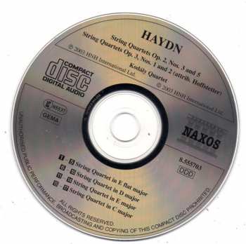 CD Joseph Haydn: String Quartets Op. 2, Nos. 3 And 5 Op. 3, Nos. 1 And 2 157109