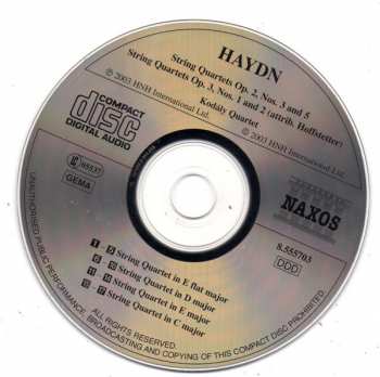 CD Joseph Haydn: String Quartets Op. 2, Nos. 3 And 5 Op. 3, Nos. 1 And 2