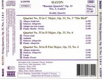 CD Joseph Haydn: String Quartets Op. 33 "Russian" Nos. 3 "The Bird", 4 And 6 319844
