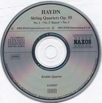 CD Joseph Haydn: String Quartets Op. 55 No. 1 • No. 2 'Razor' • No. 3 442111