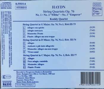 CD Joseph Haydn: String Quartets Op. 76 (No. 1 • No. 2 'Fifths' • No. 3 'Emperor') 146431