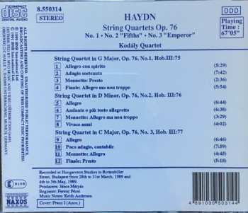 CD Joseph Haydn: String Quartets Op. 76 (No. 1 • No. 2 'Fifths' • No. 3 'Emperor')