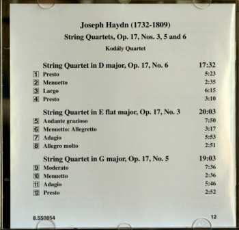 CD Joseph Haydn: String Quartets Op.17, Nos. 3, 5 And 6 347253