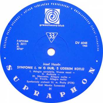 LP Joseph Haydn: Symfonie Č. 94 G Dur „S Úderem Kotlů‟ / Symfonie Č. 101 D Dur „Hodiny‟ 276594