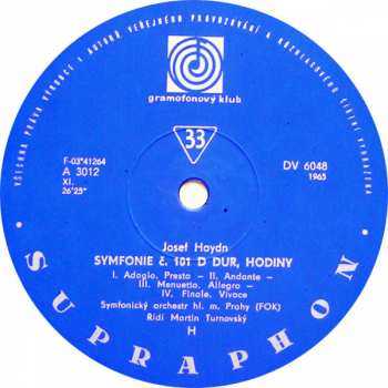 LP Joseph Haydn: Symfonie Č. 94 G Dur „S Úderem Kotlů‟ / Symfonie Č. 101 D Dur „Hodiny‟ 276594