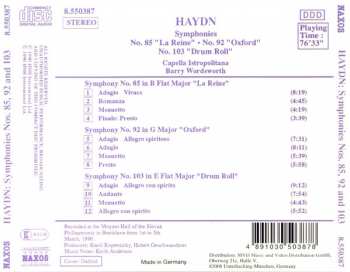 CD Joseph Haydn: Symphonies (No. 85 "La Reine" / No. 92 "Oxford" / No. 103 "Drum Roll") 319641