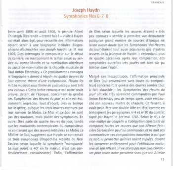 CD Joseph Haydn: Symphonies Nos. 6 · 7· 8 Le Matin · Le Midi · Le Soir 367387