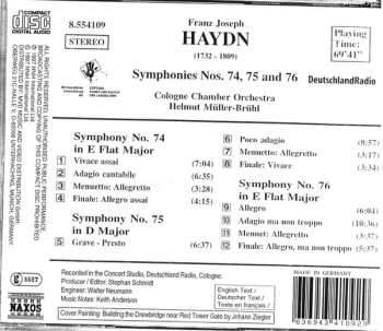CD Joseph Haydn: Symphonies Vol. 16: Nos. 74, 75 And 76 262091