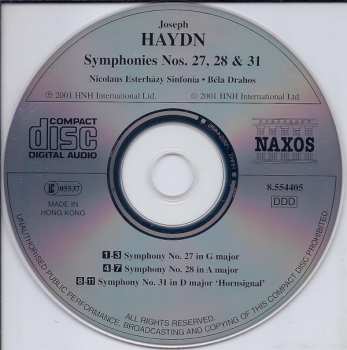 CD Joseph Haydn: Symphonies Vol. 23 (Nos. 27, 28 And 31 'Hornsignal') 276412
