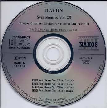 CD Joseph Haydn: Symphonies Vol. 28 (Symphonies Nos. 37-40) 333277