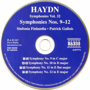 CD Joseph Haydn: Symphonies, Vol. 32 - Symphonies Nos. 9-12 196134