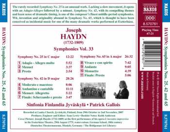 CD Joseph Haydn: Symphonies Vol. 33 - Symphonies Nos. 25, 42 And 65 318207